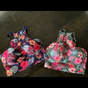 Two VS PINK lace halter bras push up.  Size is XS